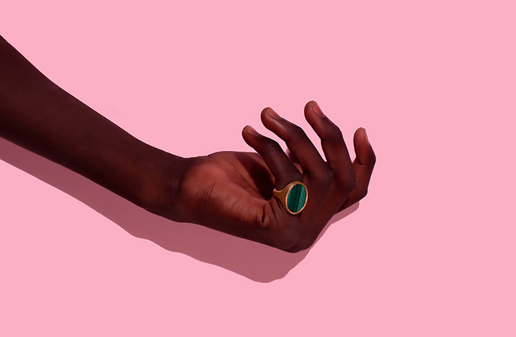 anello scudo malachite
